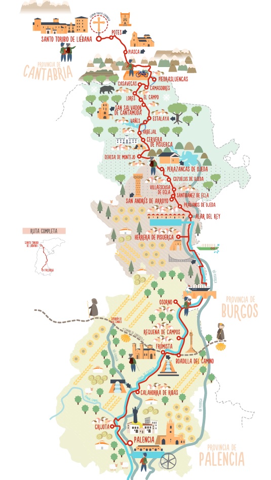 Mapa Camino Lebaniego Palencia